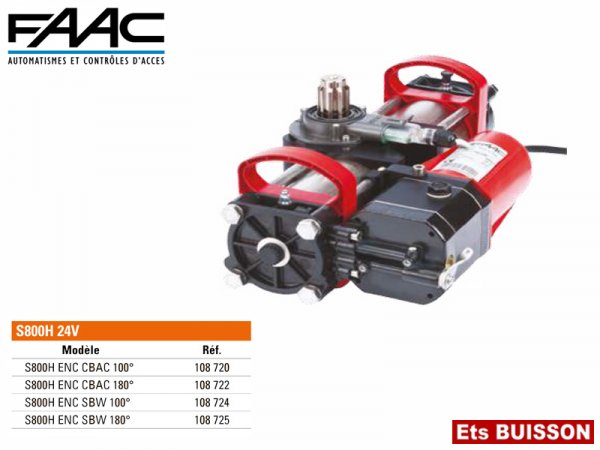 FAAC moteur hydraulique enterré S800H ENC 24V CBAC 100° 108720