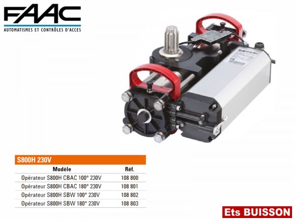 FAAC moteur hydraulique enterré S800H ENC 230V CBAC 100° 108800