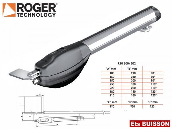 Roger Technology - R20/500 - Motoréducteur irréversible FdC 520m